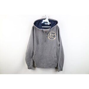 Vintage Bauer Hockey Mens XS Slim Fit Distressed Half Zip Hoodie Sweatshirt Gray